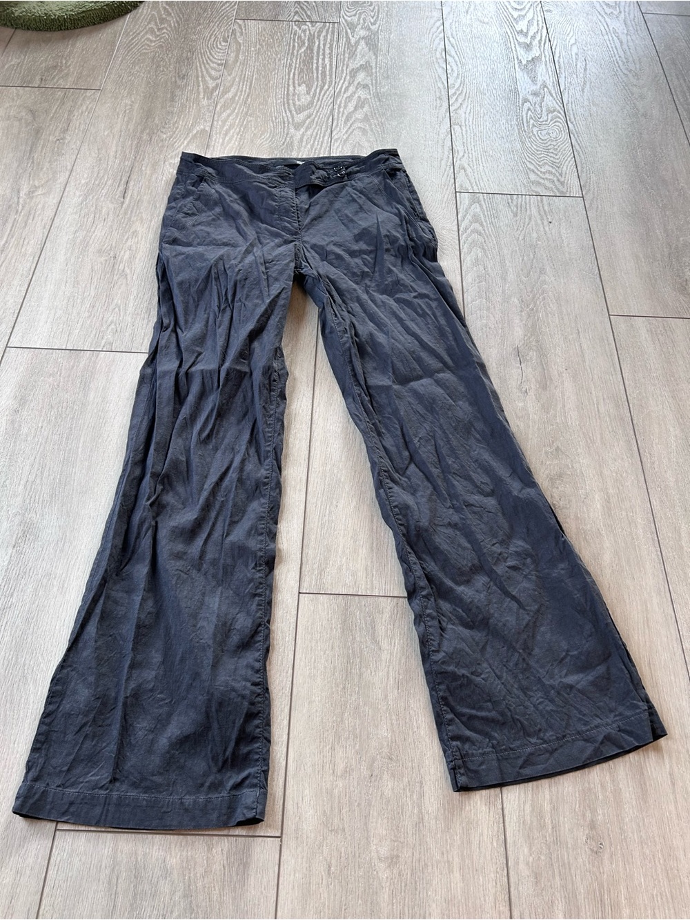 Eileen Fisher Black Linen Blend Pull-On Casual Pants Lightweight Relaxed
